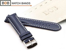 BOB ECHTLEDERUHRBAND KALBLEDER FÜR FLIEGERUHR BLAU Kompatibel mit Breitling 22mm