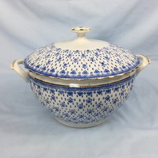 Große Deckelschüssel, Suppenterrine, Oscar Schaller, Blaue Lilie, Fleur de Lys