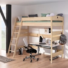 FLEXIMO Hochbett 183 mit schräger Griffleiter, Birke massiv TOP Zustand