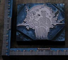 JUGENDSTIL-DAME Galvano Druckstock Klischee Druckplatte floral Frau Frauenkopf