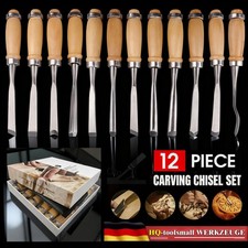 Schnitzwerkzeug Satz 12tlg Hohlbeitel Stechbeitel Stecheisen Schnitzeisen Set DE