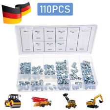 110pcs SCHMIERNIPPEL HYDRAULIK FETTNIPPEL SORTIMENT SET M6/M8/M10 GERADE 45° 90°