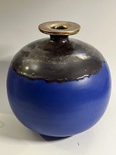 Midcentury Vase, Blau Gold