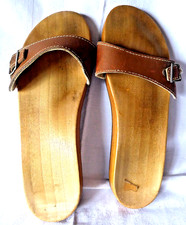BERKEMANN® B100 Holzsandalen, braun Lederriemen,Gr. 44. getragen, o.Karton 70er?