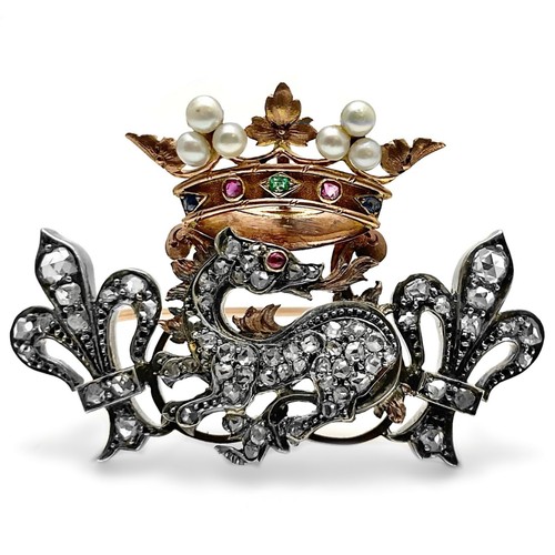 Antik diamant brosche fleure - diamant,