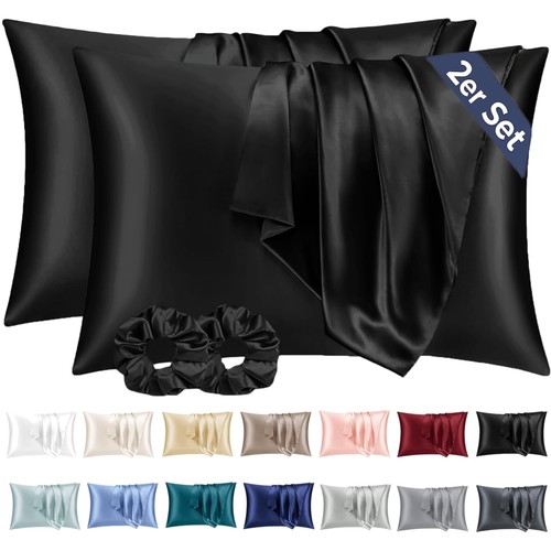 Kopfkissenbezug satinschwarz - kopfkissenbezug,