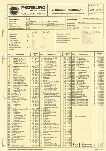 Datenblatt einstelldaten solex - datenblatt,