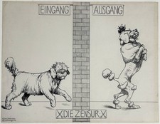 Olshausen-Schönberger Die Zensur Hund Hunde Friseur Hundefriseur Zeichnung 1916