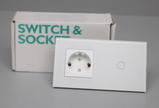 BSEED Touch Lichtschalter mit Steckdose 1 Fach 1 Weg Wandschalter, LED Anzeige