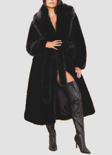 *** LUXUS MANTEL KUNSTPELZ PELZ RIESEN KRAGEN FELL MOB WIFE GR L 42 ***