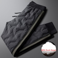 Herren 90% Entendaunen Gesteppt Gefüttert Hose Konisch Gepolstert Hose Gestreift