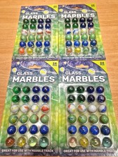 96 Stück Glasmurmeln, 16 mm, 4 P. mit je 24 Stück, Neu, OVP, Klicker, Heuer,
