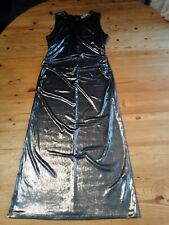 Rita Ora Primark Abendkleid Maxikleid Gr. M 40 42 Boho Silber Look glänzend