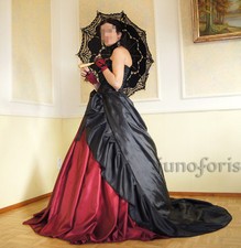 ☆ Gothic Steampunk Schleppe für Ballrock schwarz viktorian Tornüre Karneval ☆