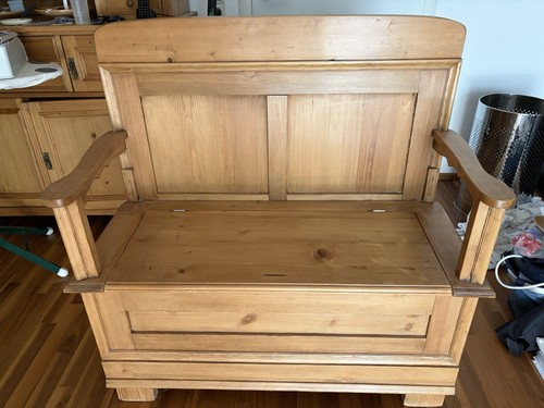 Vintage holztruhe sitzbank - holztruhe,