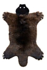 Natur Lammfell Spielteppich Braunbär Schaffell Teppich Läufer 130x80cm waschbar