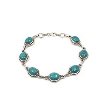 18.5 - 17.0cm 925 Silber Armband Türkis Herren Damen Echt Schmuck Sterling 12gr