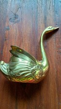 Messingfigur Schwan Messingschwan Dekoration Messinggefäß Metallvase