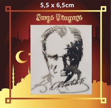 Atatürk Imza Aufkleber 3D Metall Sticker Silber Chrom Mustafa Kemal 5,5x6,5cm