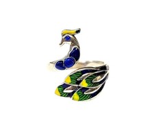 Cloisonne Ring Pfau mit bunten