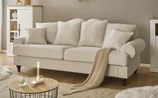 Sofa in beige Couch 3,5-Sitzer Sofagarnitur 3,5er-Sofa Loungesofa 230 cm Adelina