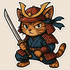 Cat as Samurai 9x9 cm Car