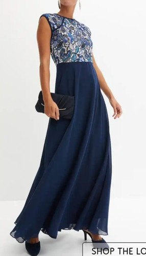 Maxikleid mit spitze blau - ,,