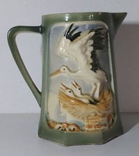 alte Steingut Karaffe St. Clement France Cigognes - Störche Krug