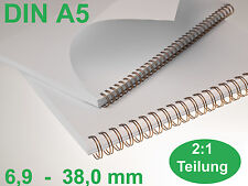 RENZ Drahtbinderücken, Teilung 2:1 DIN A5  / 6.9 - 38.0 mm - Farben zur Auswahl