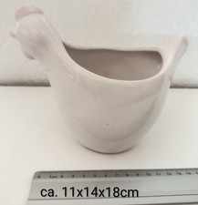 Blumentopf Übertopf Pflanzgefäß Vase Weiß Huhn Hahn Henne