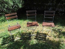 3 Stück Biergartenstühle klappbar, Metall/Holz, Gartenstühle gebraucht