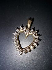 VALENTINSTAG Vintage Herz Anhänger 10k 417 Gold mit 9 Diamanten 