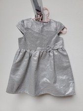 Baby Kleid Silber Glitzer festlich Schleife Weihnachten Hochzeit NEU Gr. 92