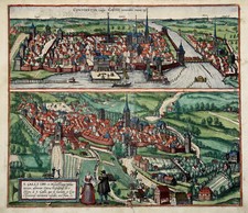 St. Gallen Konstanz Bodensee Original kol. Kupferstich Braun - Hogenberg 1575