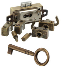 Drehstangenschloss Set brüniert Möbelschloss Antik mit Schlüssel Schrank Schloss