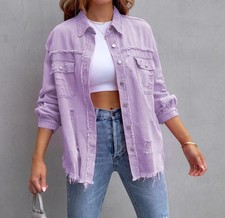 Damen Trendige zerrissene übergroße Jeansjacke für Lässige lange Mäntel