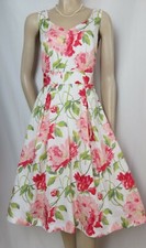 Laura Ashley Sommerkleid 34 Pfingstrosen Hochzeit weiß rosa grün geblümt Kleid