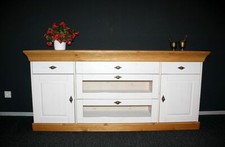 Massivholz Anrichte 2farbig weiß Kiefer massiv Sideboard Kommode Eßzimmerschrank