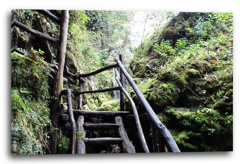 Wandbild holztreppe - holztreppe, im