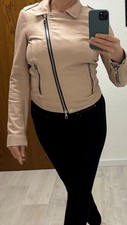 SET Urban Deluxe Lederjacke / Bikerjacke Echtleder Rose Beige Gr. 34 – Damen