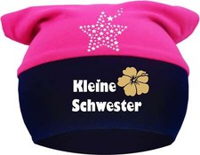 Kopftuch Baby Multicolor Mütze bedruckt mit Kleine Schwester