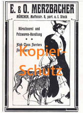 Jugendstil Werbung 1906, Merzbacher Pelzwaren Kürschnerei, historische Kleidung