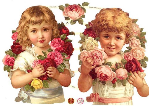 Retro kinder mit rosen - kinder, blumen