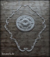 DS 017-Gips Stuck Gipsleisten Deckenspiegel Wandspiegel Rosette 8-Tlg