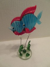 2 Fische aus Glas blau rot