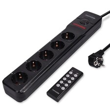 Funk Steckdosenleiste Fernbedienung 2m Kabellänge 5 Steckplätze Schwarz