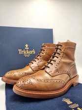 RARE Tricker's X Herring Stow Brogue Tan Leather Boots UK 9,5 US 10,5 EU 43,5