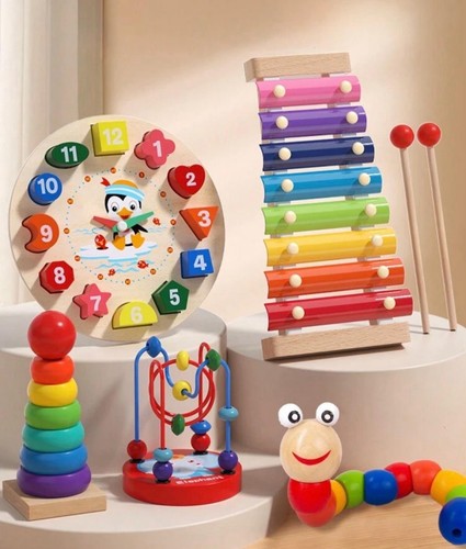 Set mit lernspielen aus holz - lernspielen,