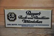 Altes Imoglasschild/Reklameschild 30er Jahre Bayers Bockwurst Weetzen/Hannover