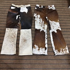 Herren Cowboy Rindsleder Hose Set Handarbeit Western Echtfell Bootcut Paar